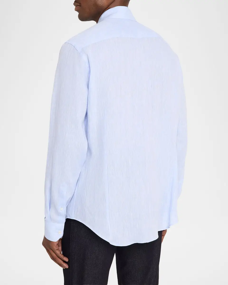 Giorgio Armani Men's Classic-Fit Linen Sport Shirt | Thumbnail 3 Giorgio Armani Men's Classic-Fit Linen Sport Shirt | Thumbnail 3