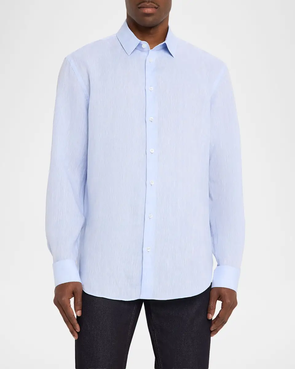 Giorgio Armani Men's Classic-Fit Linen Sport Shirt | Thumbnail 4 Giorgio Armani Men's Classic-Fit Linen Sport Shirt | Thumbnail 4