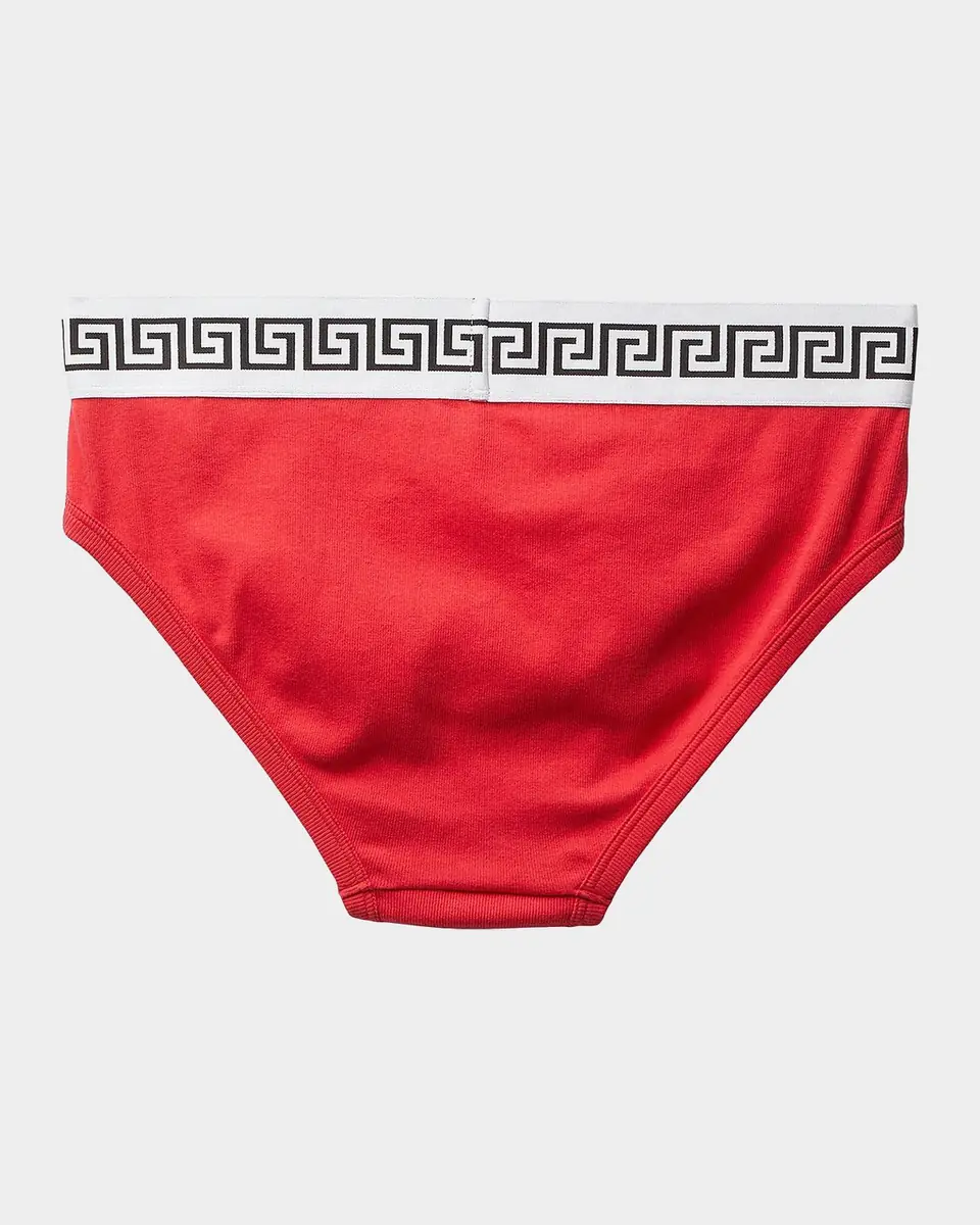 Versace Men's Medusa La Greca Cotton-Rib Briefs | Thumbnail 2 Versace Men's Medusa La Greca Cotton-Rib Briefs | Thumbnail 2