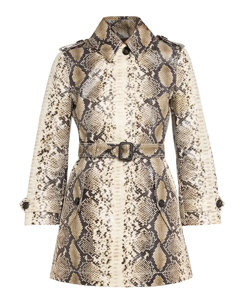 Burberry Stonehaven Python-Print Coated Short Car Coat | Image 1 Burberry Stonehaven Python-Print Coated Short Car Coat | Image 1