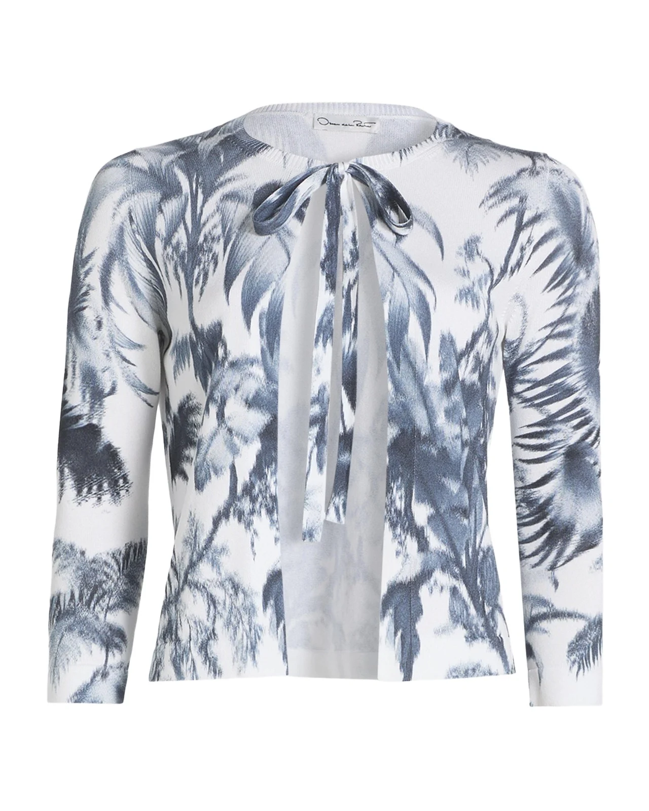 Palm-Print Neck-Tie Cardigan Palm-Print Neck-Tie Cardigan