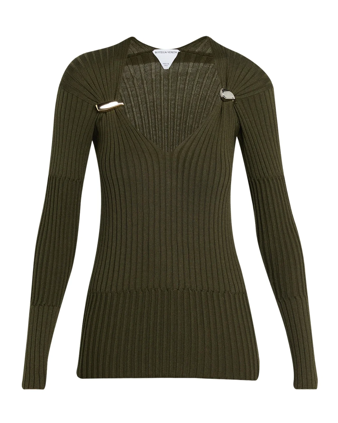 Claw Embellished Cashmere-Silk Rib Sweater Claw Embellished Cashmere-Silk Rib Sweater