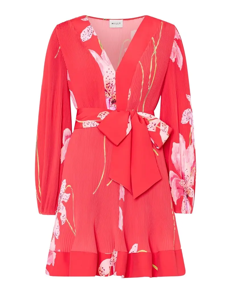 Milly Liv Pleated Floral-Print Mini Dress | Image 1 Milly Liv Pleated Floral-Print Mini Dress | Image 1