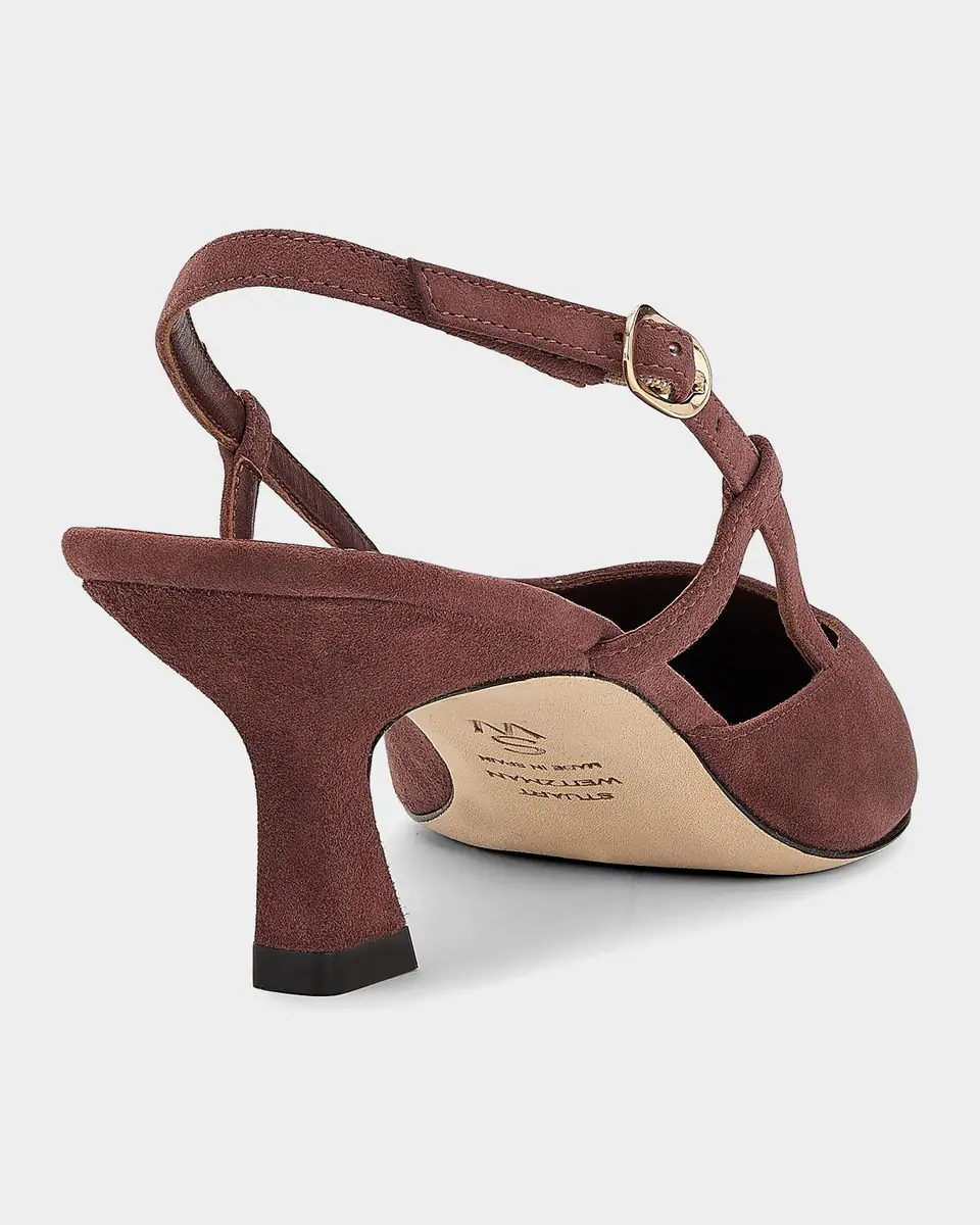 Stuart Weitzman 50mm Vinnie Suede Slingback Pumps | Thumbnail 2