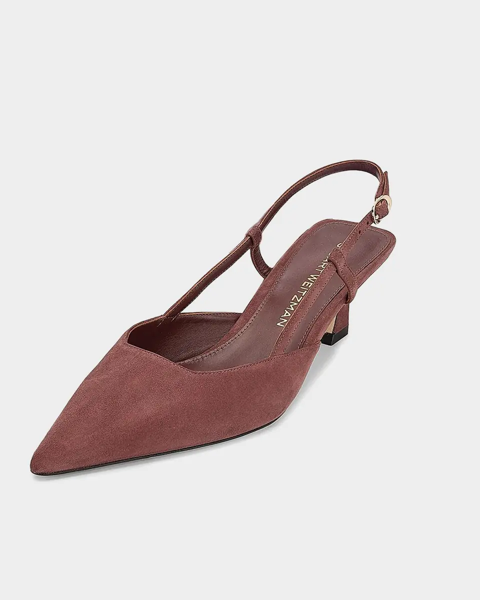 Stuart Weitzman 50mm Vinnie Suede Slingback Pumps | Thumbnail 6