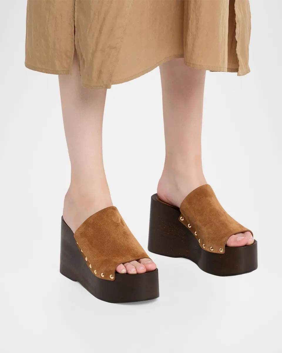 Stuart Weitzman 100mm Kate Suede Platform Clogs | Thumbnail 2 Stuart Weitzman 100mm Kate Suede Platform Clogs | Thumbnail 2