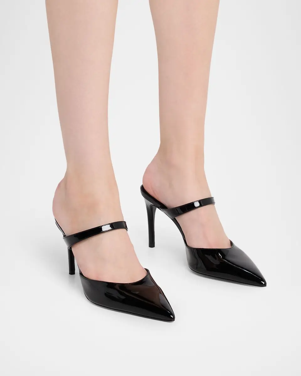 Stuart Weitzman 85mm Stuart Power Patent Leather Mule Pumps | Thumbnail 2