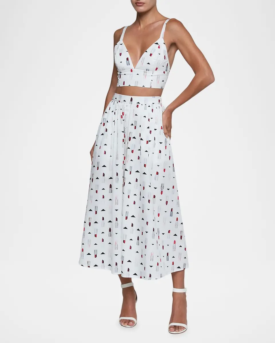 L'Agence Kaori Lipstick-Print Bralette Top | Thumbnail 2 L'Agence Kaori Lipstick-Print Bralette Top | Thumbnail 2