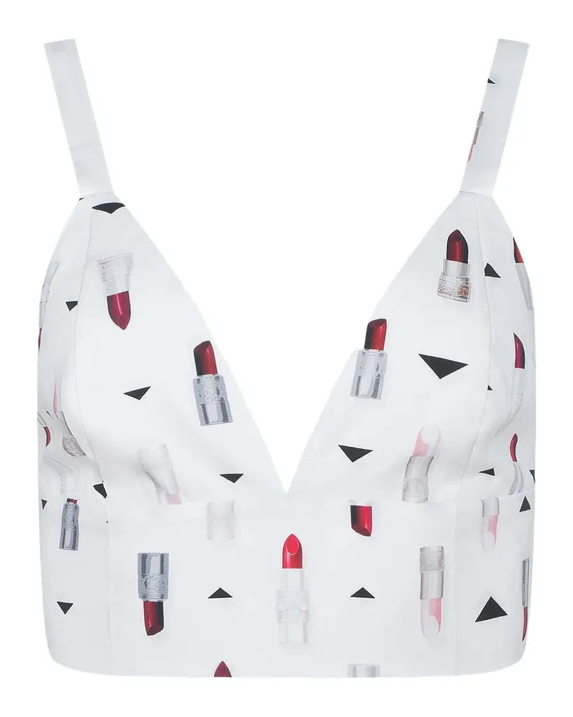 Kaori Lipstick-Print Bralette Top Kaori Lipstick-Print Bralette Top