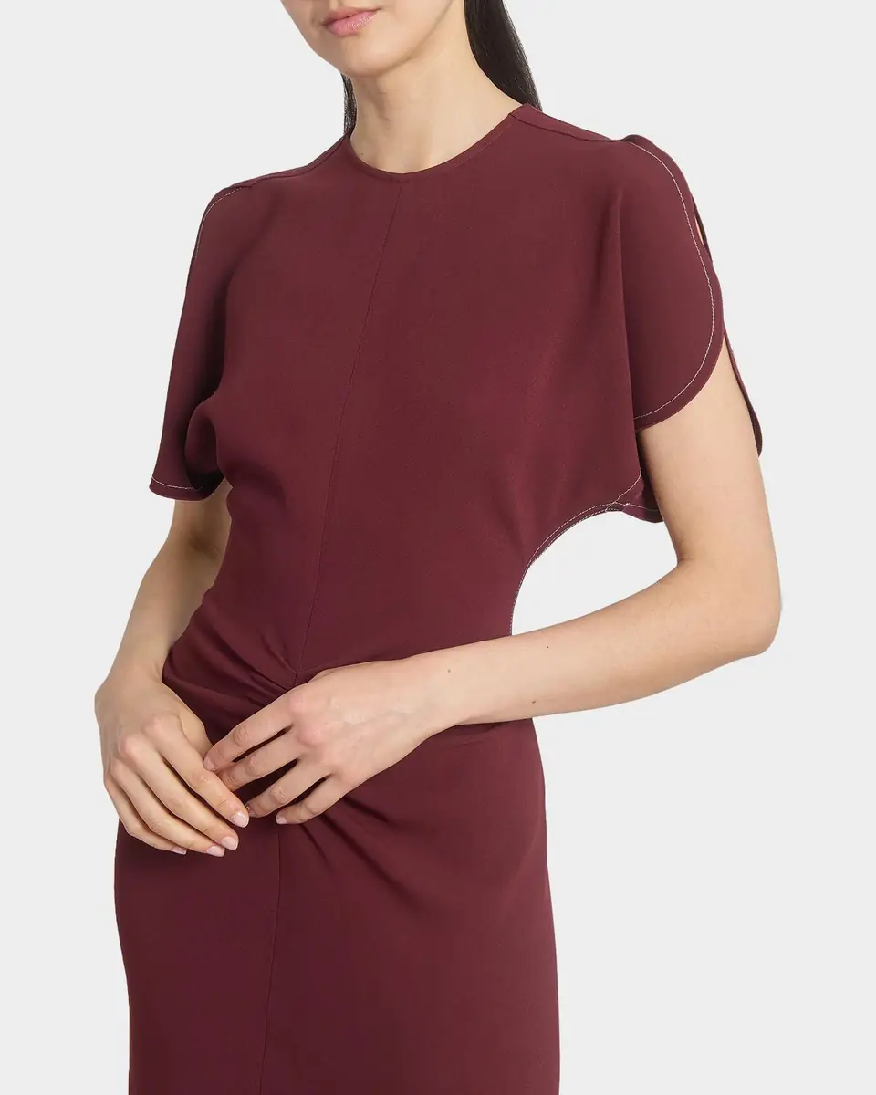 Victoria Beckham Gathered Waist Crepe Midi Dress | Thumbnail 5 Victoria Beckham Gathered Waist Crepe Midi Dress | Thumbnail 5