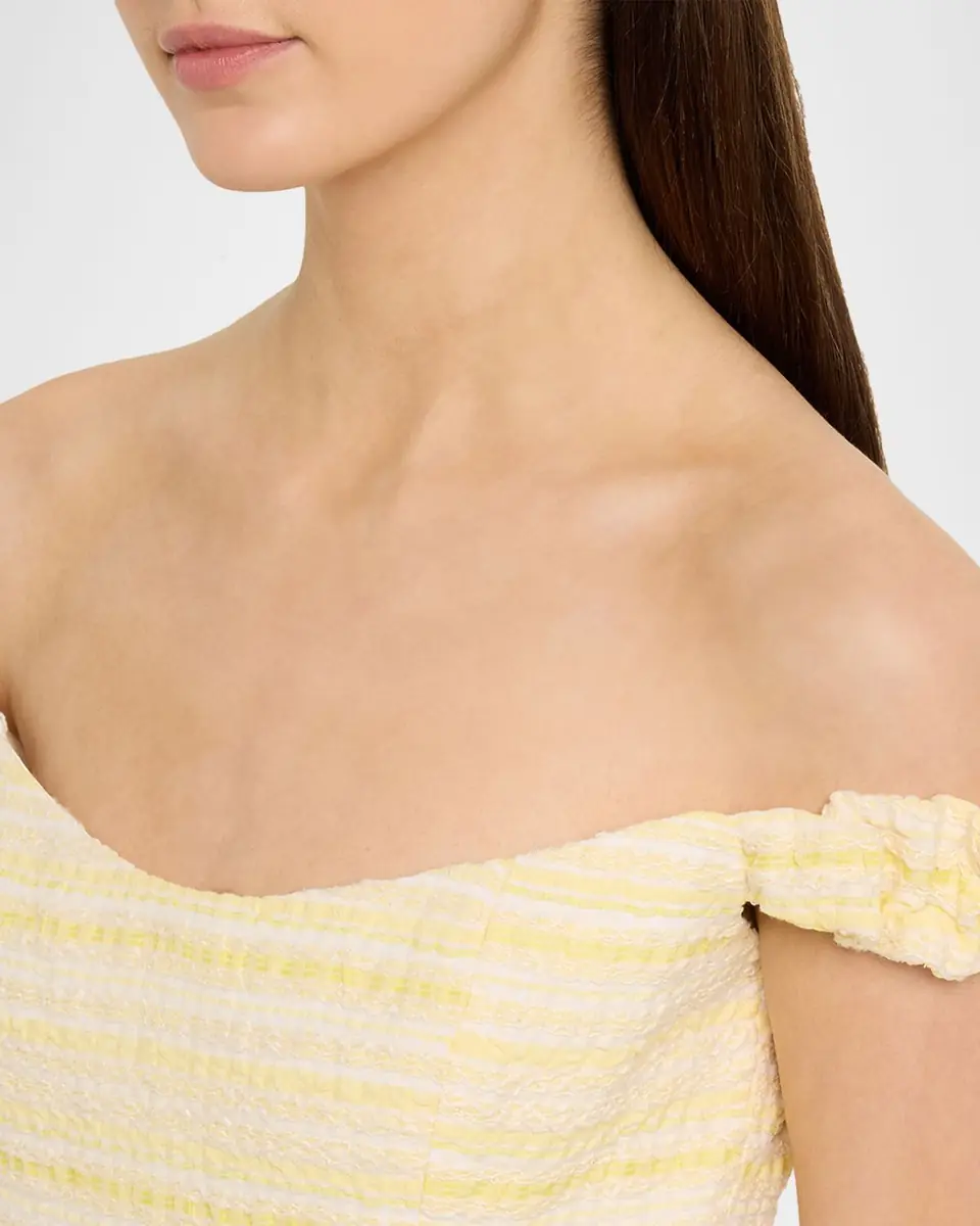 Markarian Georgie Striped Seersucker Off-The-Shoulder Midi Dress | Thumbnail 5