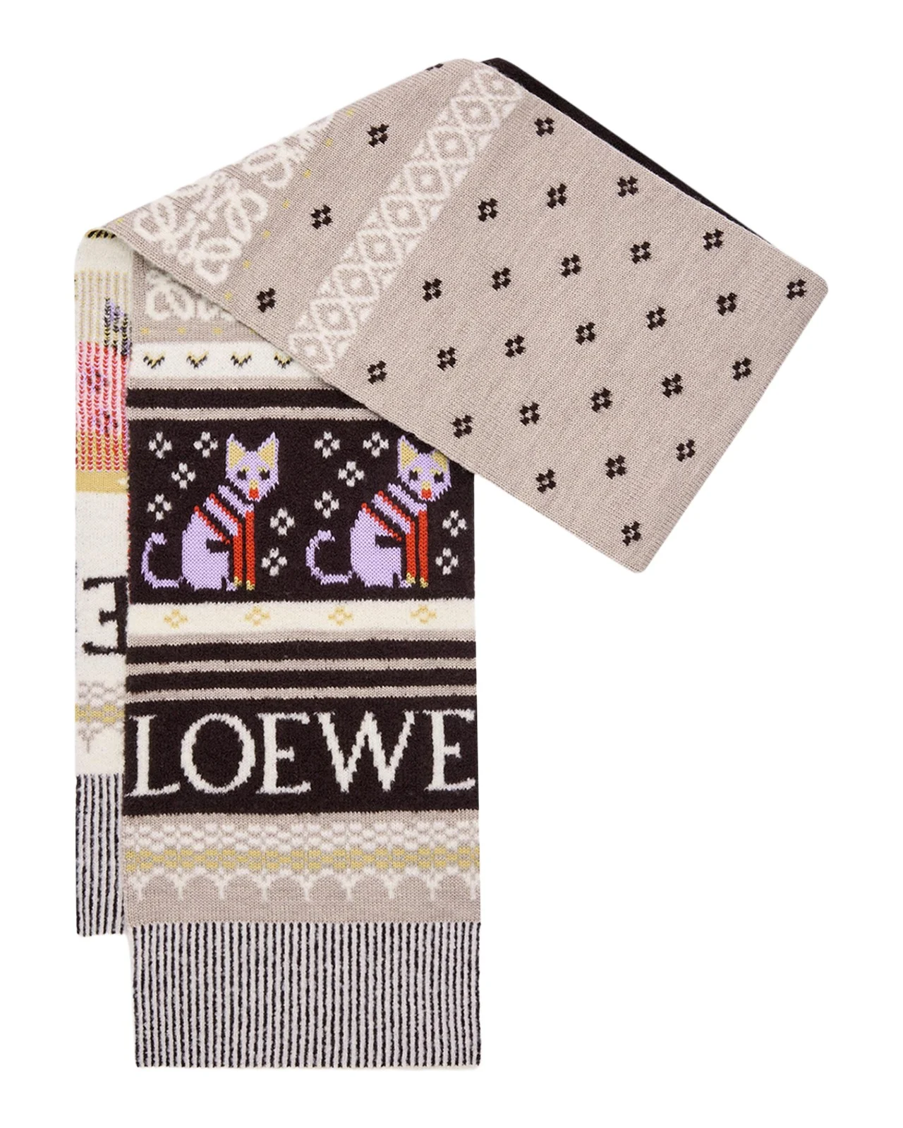 Loewe x Louis Wain Futurist Cat Fair Isle Scarf