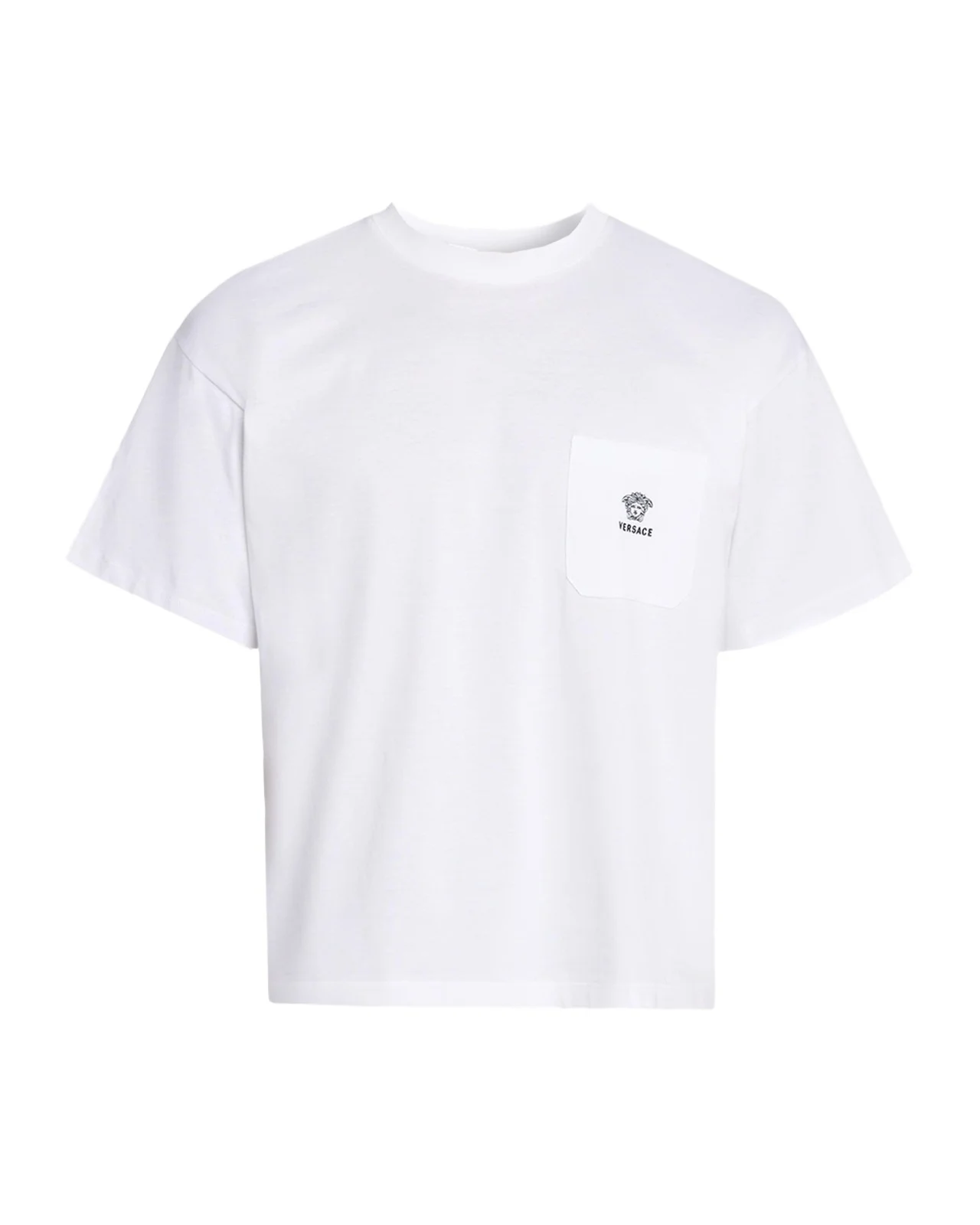 Men's Embroidered-Medusa Jersey Pocket Crewneck T-Shirt