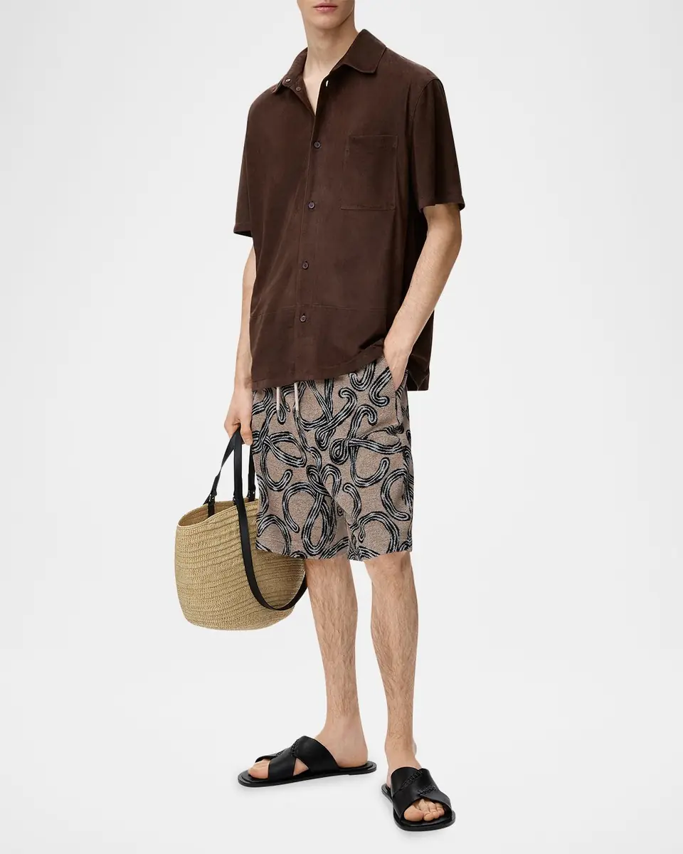 Loewe x Paula's Ibiza Men's Cotton-Terry Logo Script Shorts | Thumbnail 2