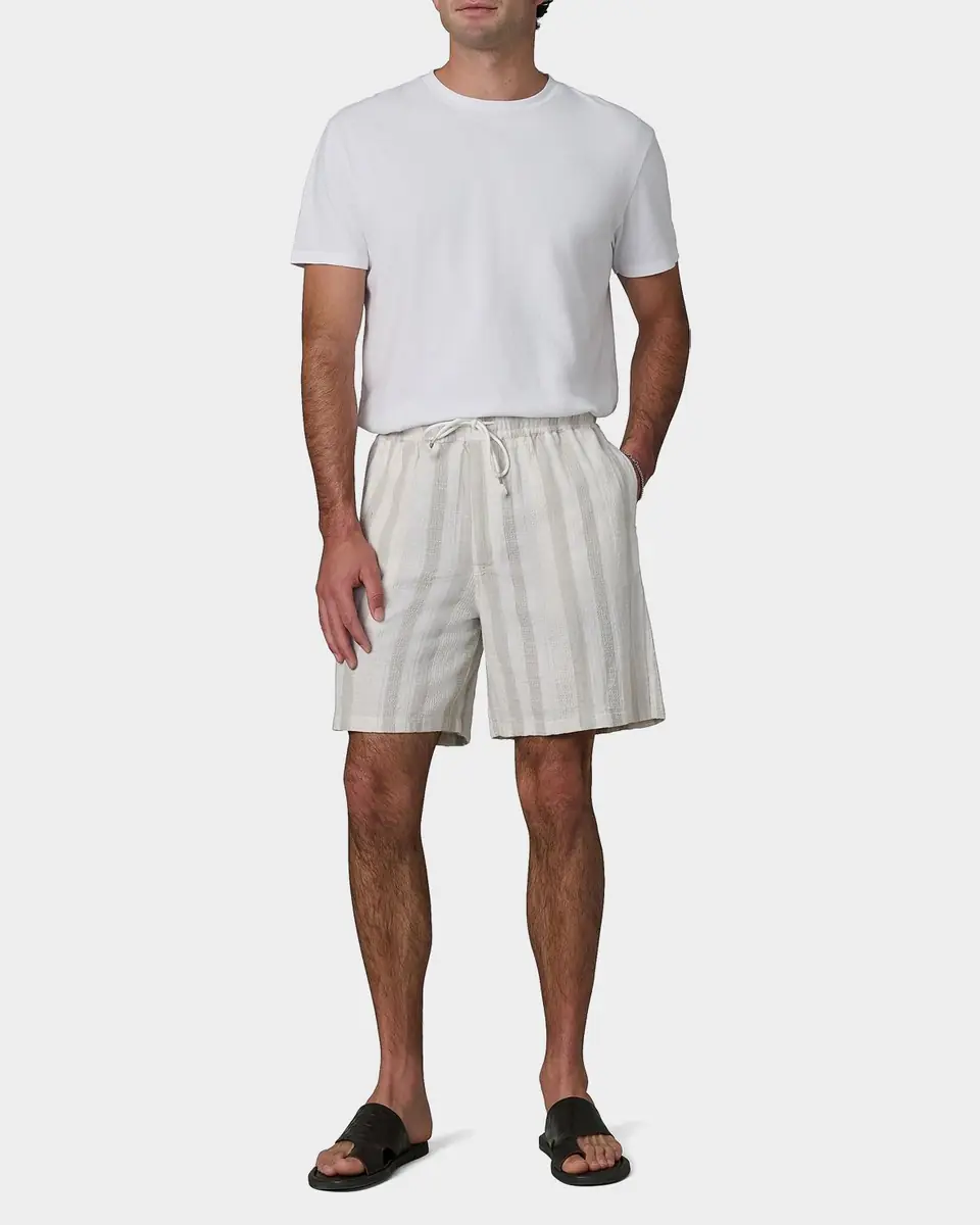 Joe's Jeans Men's Dobby Stripe Cotton and Linen Cabana Drawstring Shorts | Thumbnail 2 Joe's Jeans Men's Dobby Stripe Cotton and Linen Cabana Drawstring Shorts | Thumbnail 2