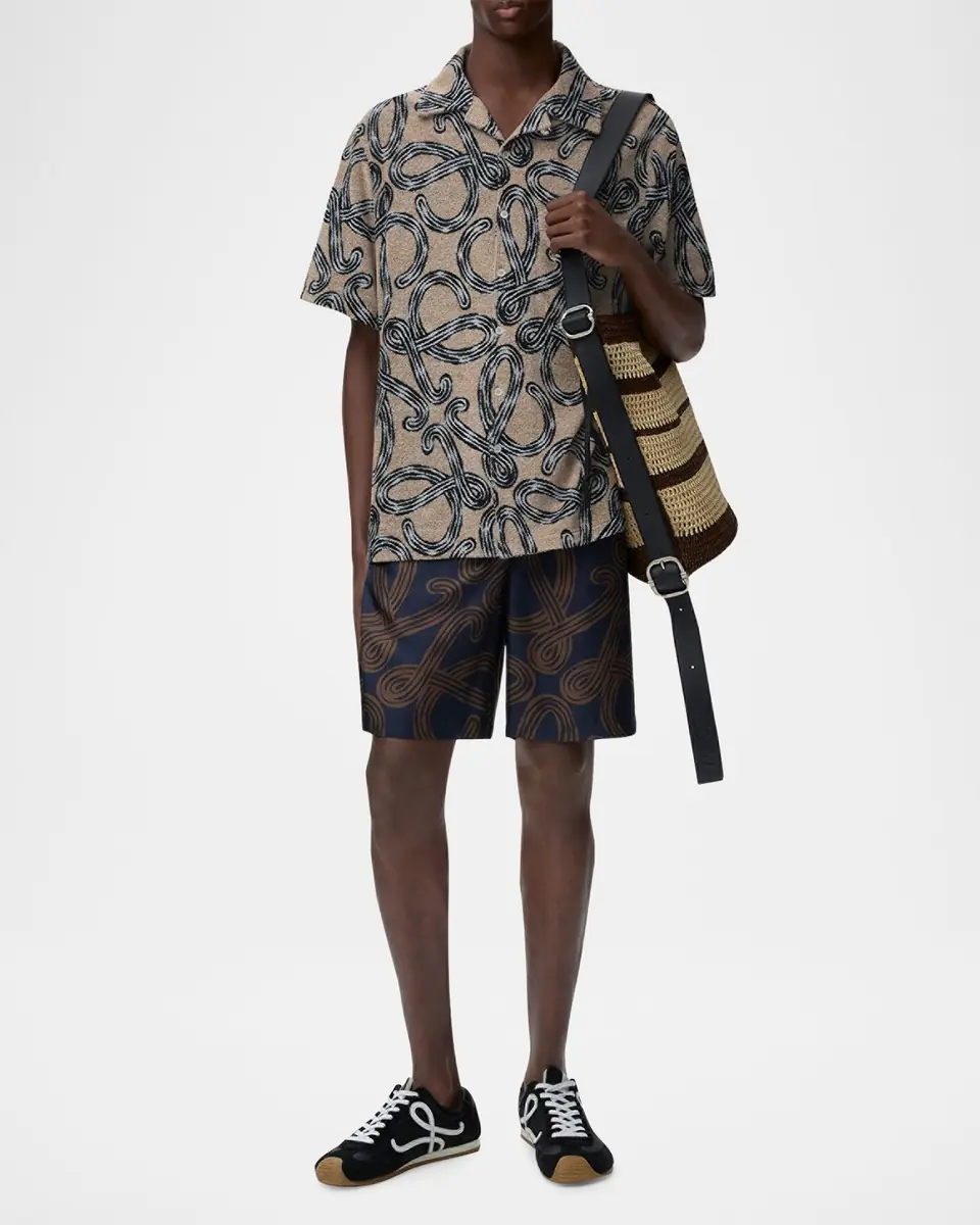 Loewe x Paula's Ibiza Men's Towel Terry Jacquard L-Script Short-Sleeve Shirt | Thumbnail 2 Loewe x Paula's Ibiza Men's Towel Terry Jacquard L-Script Short-Sleeve Shirt | Thumbnail 2