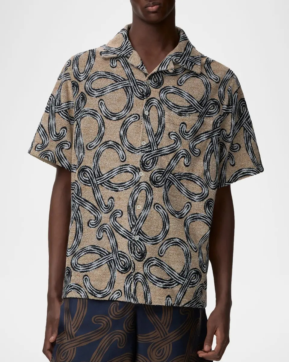 Loewe x Paula's Ibiza Men's Towel Terry Jacquard L-Script Short-Sleeve Shirt | Thumbnail 4 Loewe x Paula's Ibiza Men's Towel Terry Jacquard L-Script Short-Sleeve Shirt | Thumbnail 4