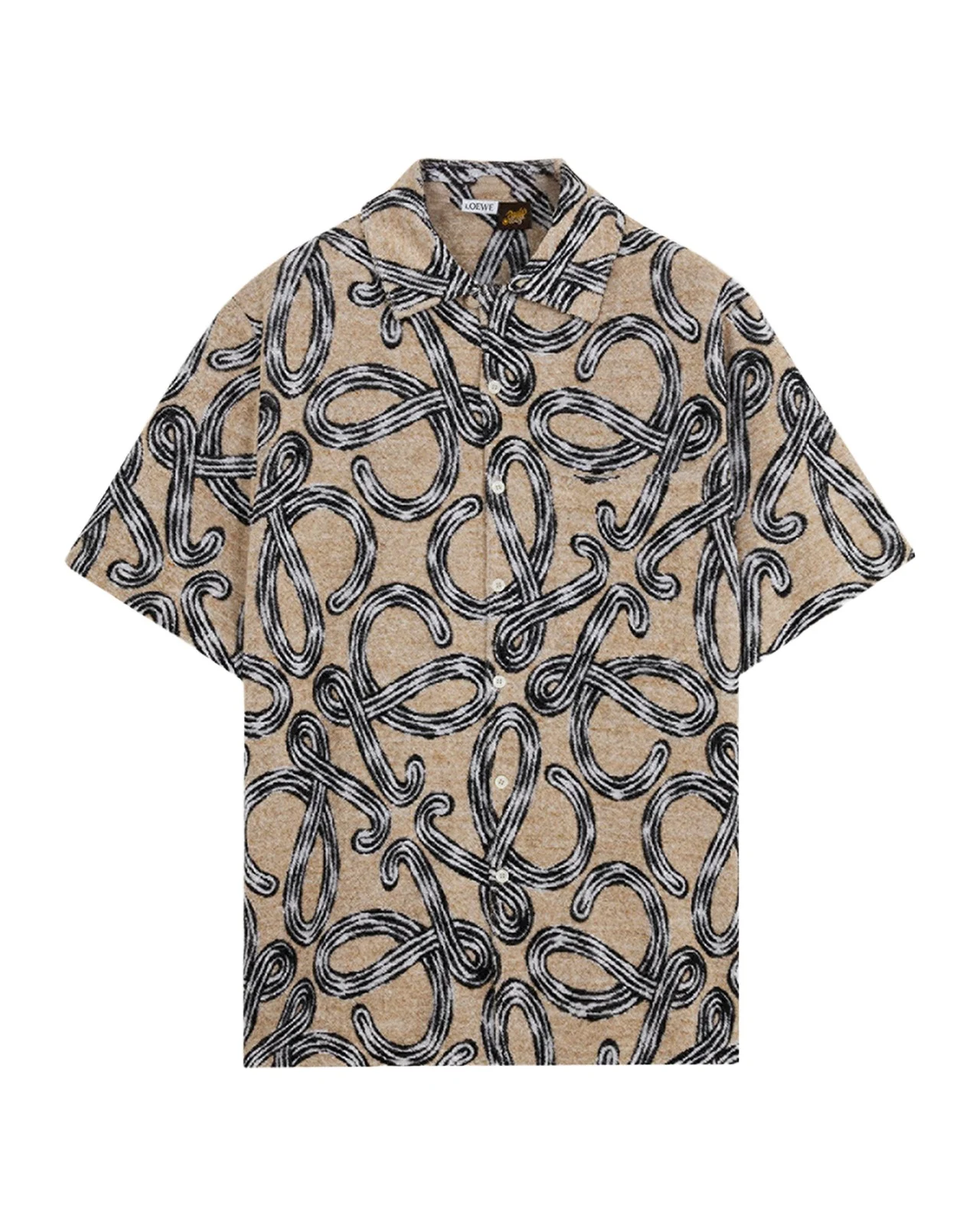 x Paula's Ibiza Men's Towel Terry Jacquard L-Script Short-Sleeve Shirt x Paula's Ibiza Men's Towel Terry Jacquard L-Script Short-Sleeve Shirt
