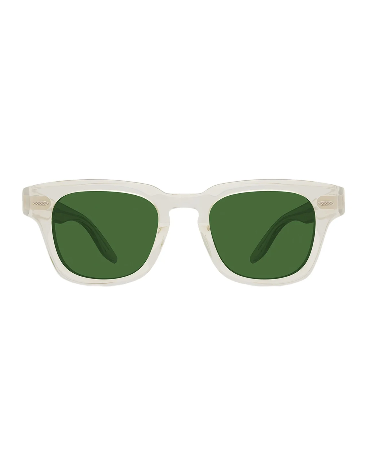 Men's Keyhole-Bridge Transparent Acetate Square Sunglasses
