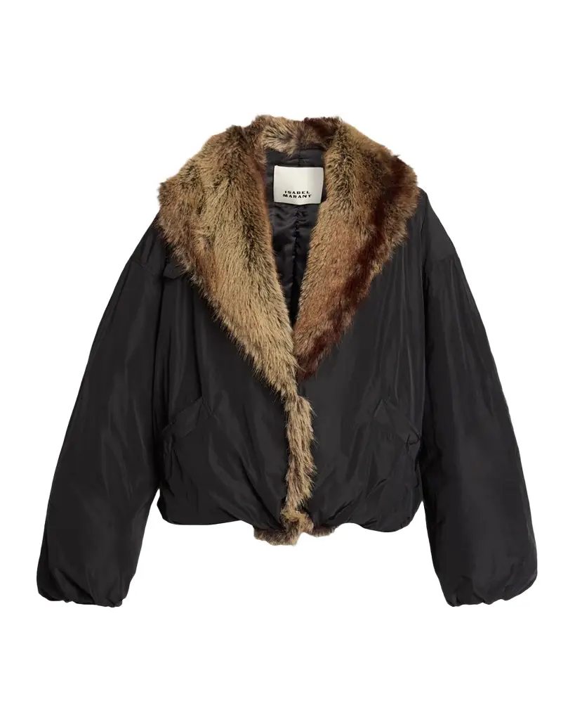 Isabel Marant Charone Short Parka with Faux Fur Lining | Image 1 Isabel Marant Charone Short Parka with Faux Fur Lining | Image 1