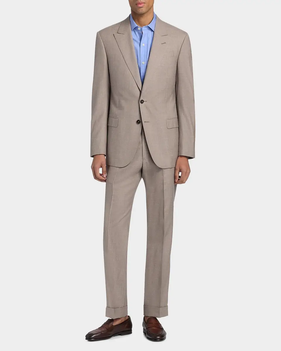 Emporio Armani Tonal Textured Single-Breasted Wool, Silk & Linen Suit | Thumbnail 4 Emporio Armani Tonal Textured Single-Breasted Wool, Silk & Linen Suit | Thumbnail 4