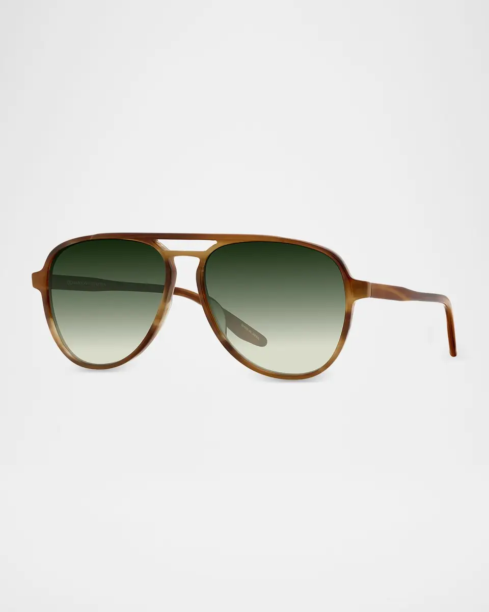 BARTON PERREIRA Men's Double-Bridge Acetate Aviator Sunglasses | Thumbnail 2 BARTON PERREIRA Men's Double-Bridge Acetate Aviator Sunglasses | Thumbnail 2
