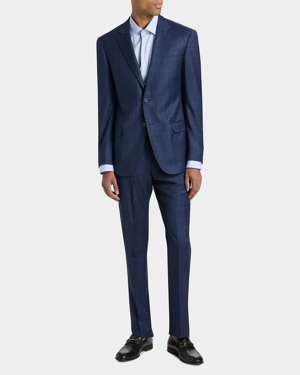 Emporio Armani Windowpane Plaid Single-Breasted Wool Suit | Thumbnail 4 Emporio Armani Windowpane Plaid Single-Breasted Wool Suit | Thumbnail 4