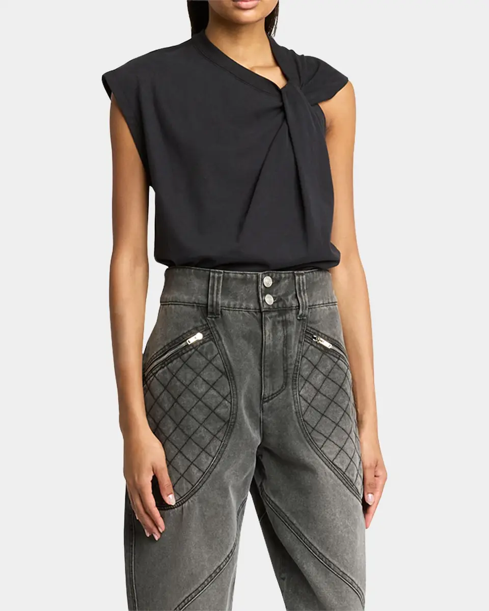 Isabel Marant Nayda Twisted Cap-Sleeve T-Shirt | Thumbnail 4