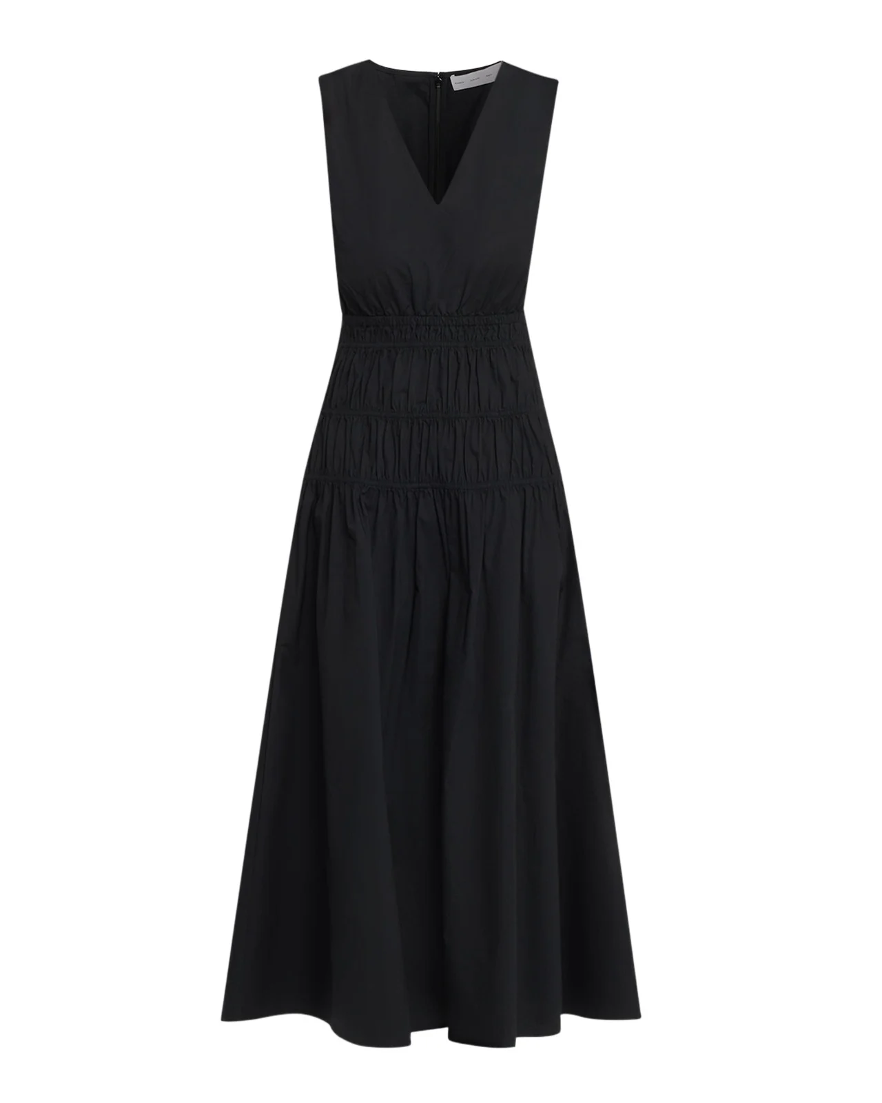 Loren Sleeveless Ruched Waist Cotton Midi Dress Loren Sleeveless Ruched Waist Cotton Midi Dress