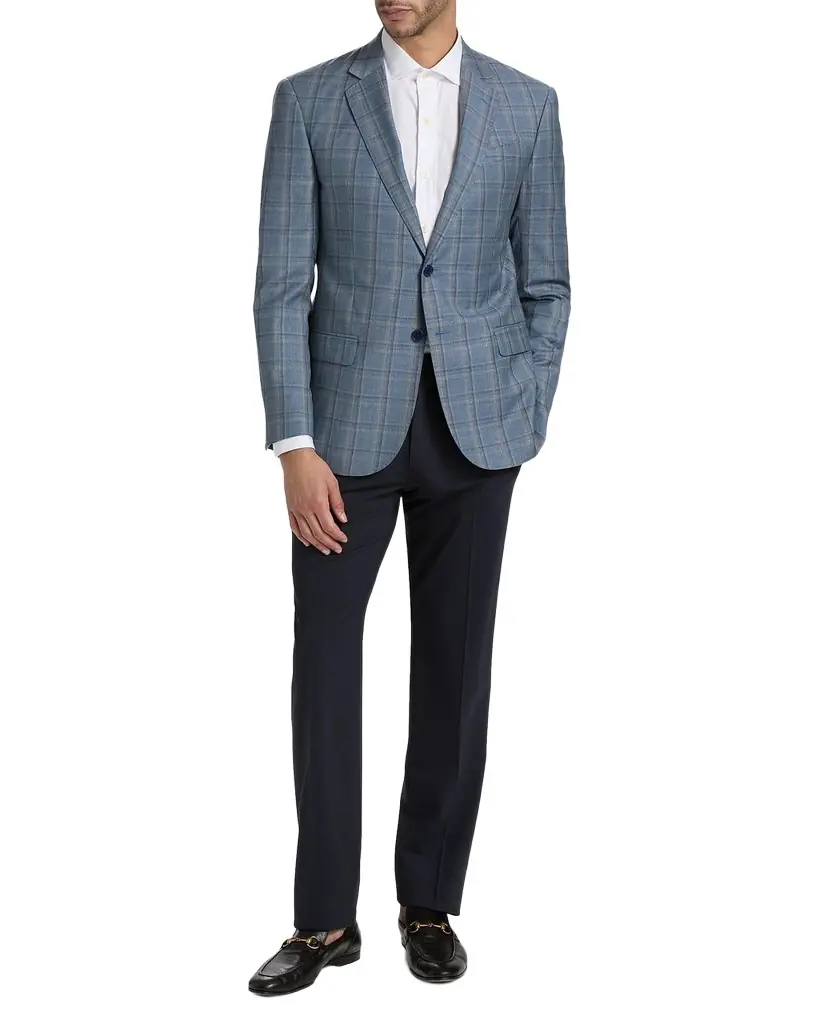 Emporio Armani Virgin Wool Windowpane Jacket | Image 1 Emporio Armani Virgin Wool Windowpane Jacket | Image 1