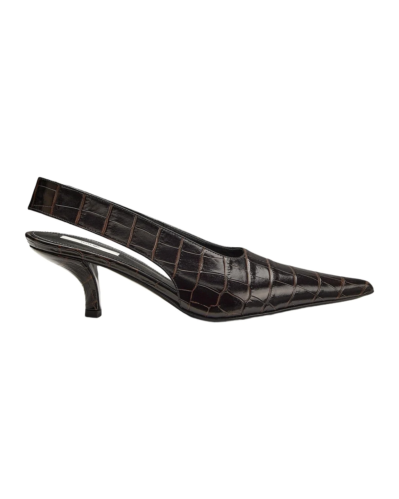 Croco-Embossed Leather Slingback Pumps