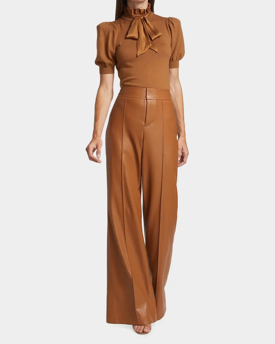 Alice + Olivia Dylan Vegan Leather Wide-Leg Pants | Thumbnail 2
