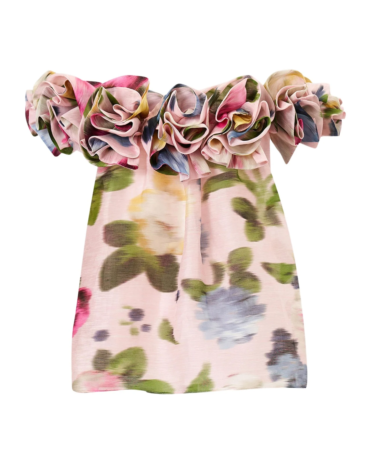Rosette Off-The-Shoulder Floral Silk Blouse Rosette Off-The-Shoulder Floral Silk Blouse