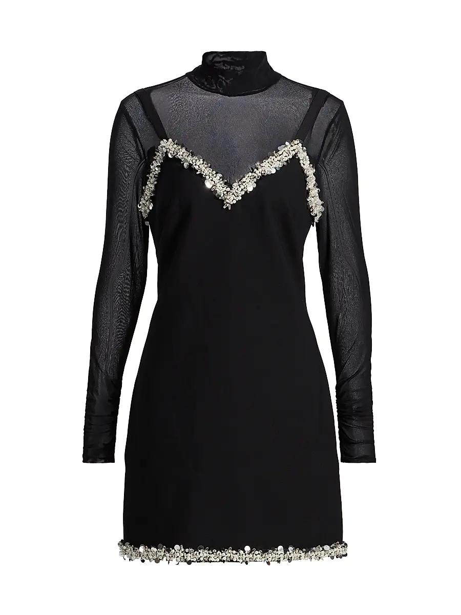 Cinq à Sept Women's Londyn Imitation Pearl & Sequin-Embellished Minidress - Black | Image 1 Cinq à Sept Women's Londyn Imitation Pearl & Sequin-Embellished Minidress - Black | Image 1