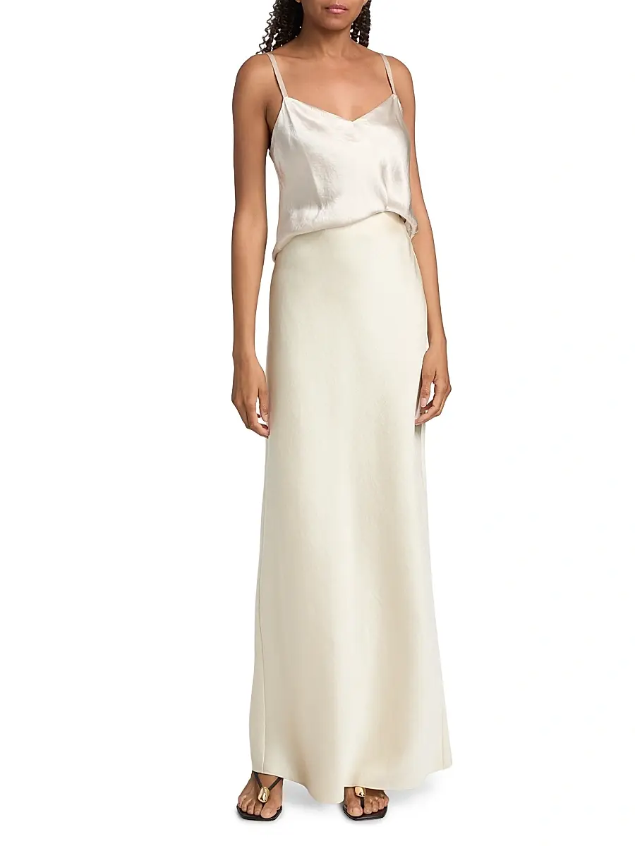 Vince Women's Split Satin Midi-Skirt | Thumbnail 2 Vince Women's Split Satin Midi-Skirt | Thumbnail 2