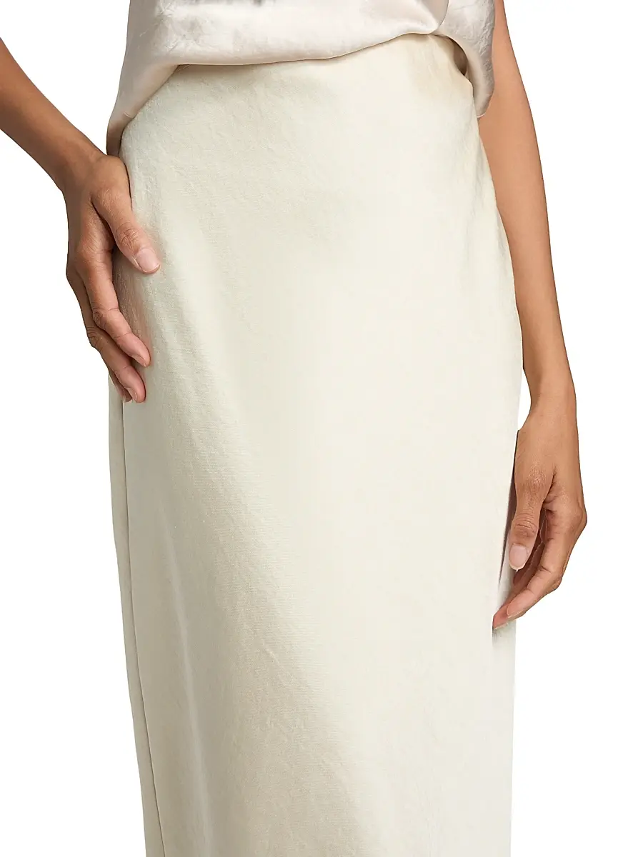 Vince Women's Split Satin Midi-Skirt | Thumbnail 6 Vince Women's Split Satin Midi-Skirt | Thumbnail 6