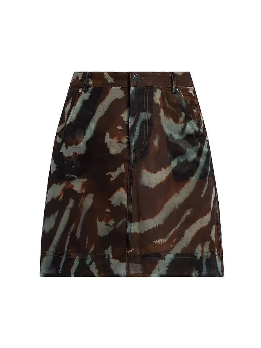 AMUR Women's Kathy Printed Sheer Silk Miniskirt - Aerial Terrain | Image 1 AMUR Women's Kathy Printed Sheer Silk Miniskirt - Aerial Terrain | Image 1