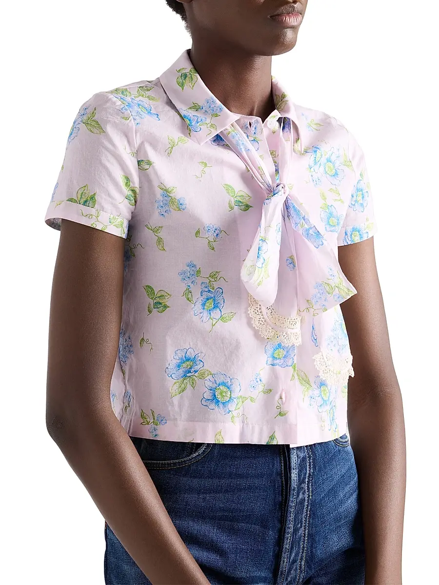 Prada Women's Floral Print Batiste Shirt | Thumbnail 5 Prada Women's Floral Print Batiste Shirt | Thumbnail 5