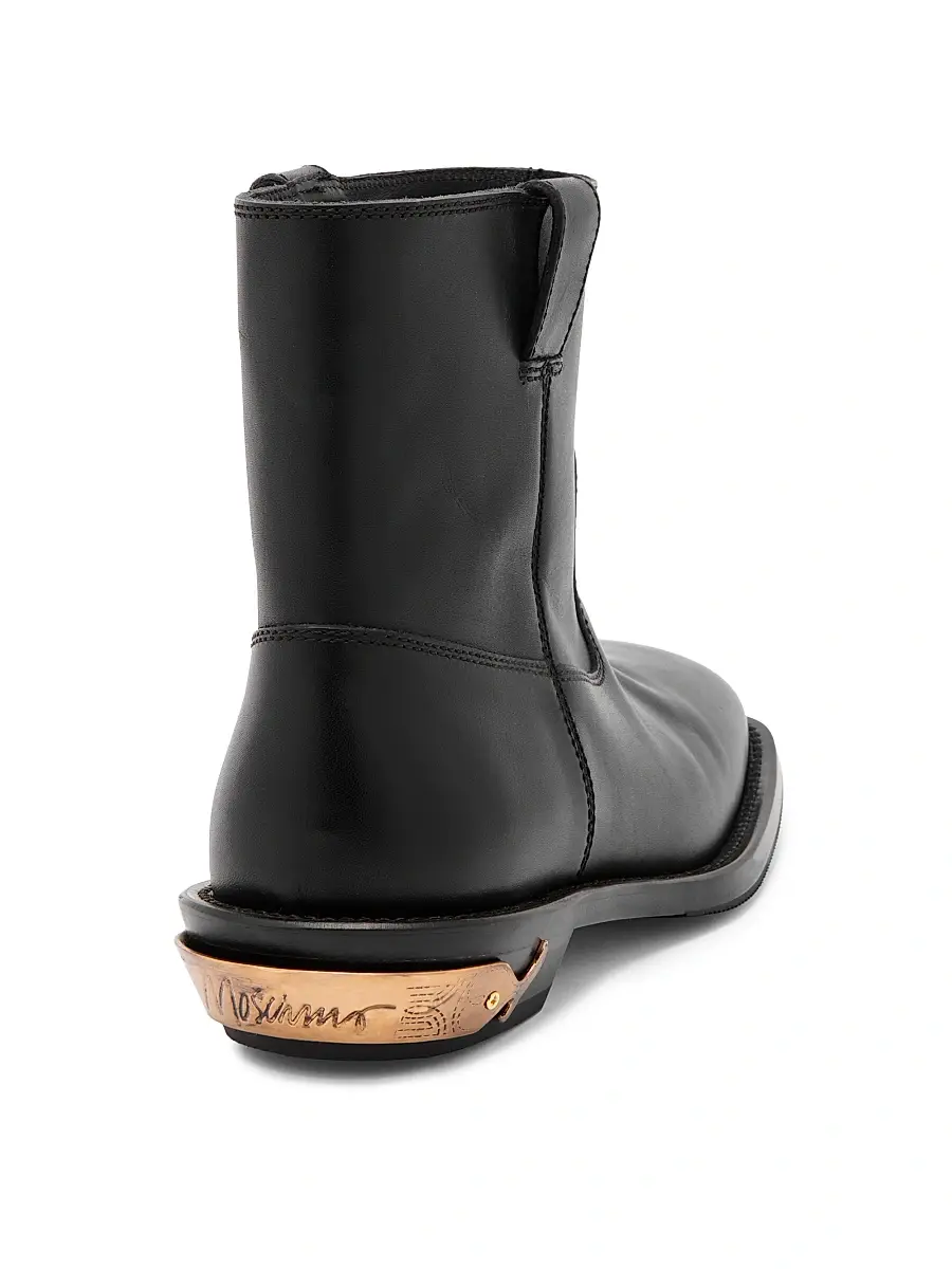 MOSCHINO Men's Leather Logo Spur Ankle Boots | Thumbnail 3