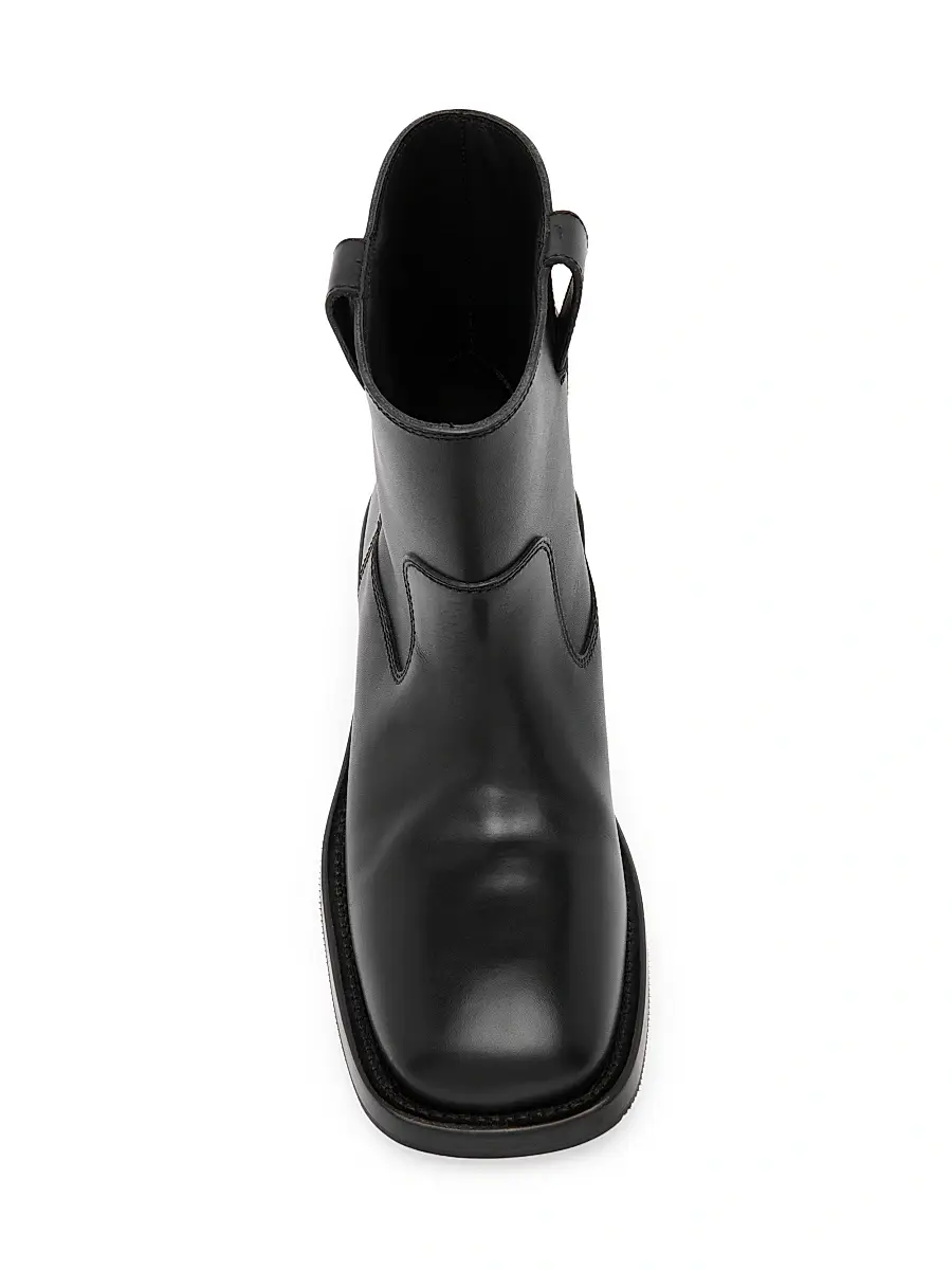 MOSCHINO Men's Leather Logo Spur Ankle Boots | Thumbnail 4