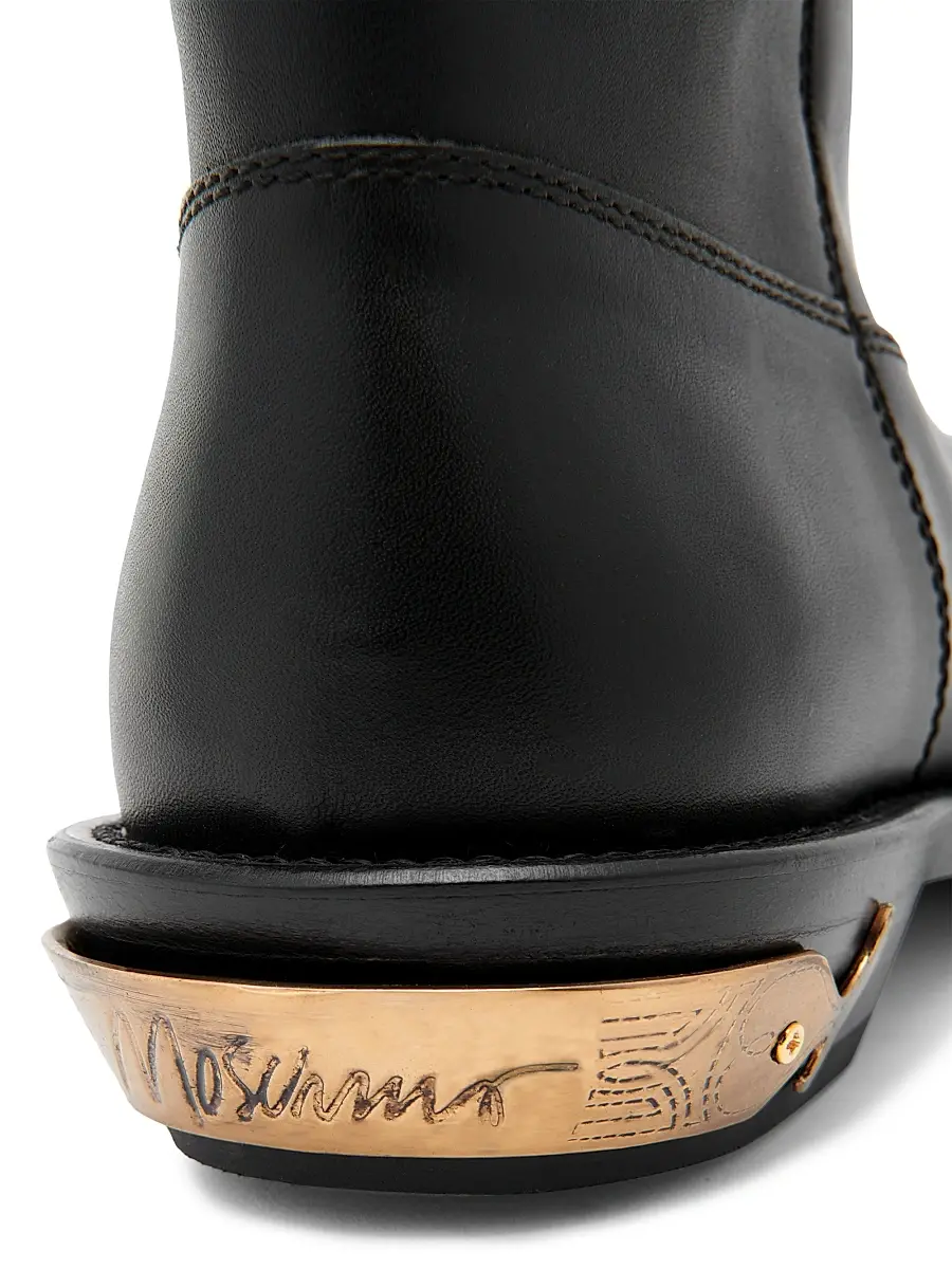 MOSCHINO Men's Leather Logo Spur Ankle Boots | Thumbnail 5