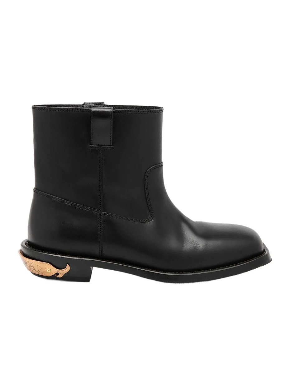 MOSCHINO Men's Leather Logo Spur Ankle Boots