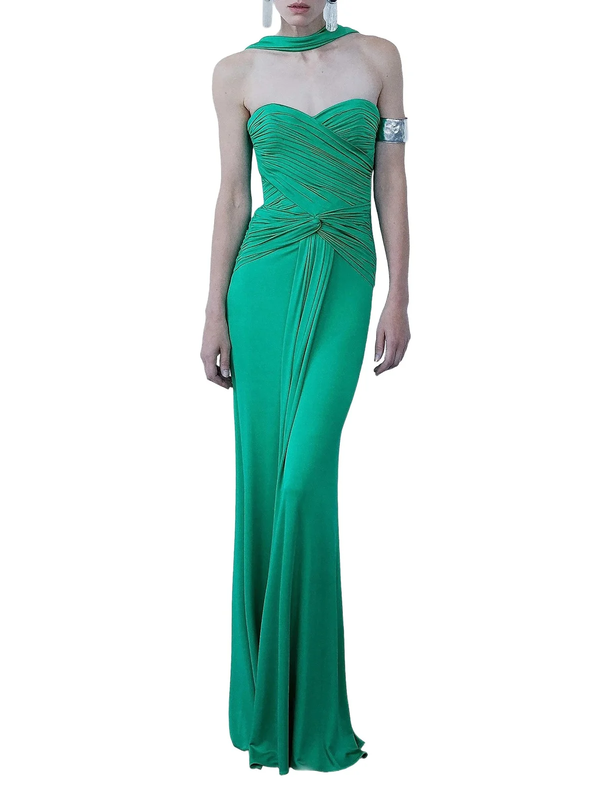 The New Arrivals Ilkyaz Ozel Women's Amanda Sculpted Jersey Column Gown
