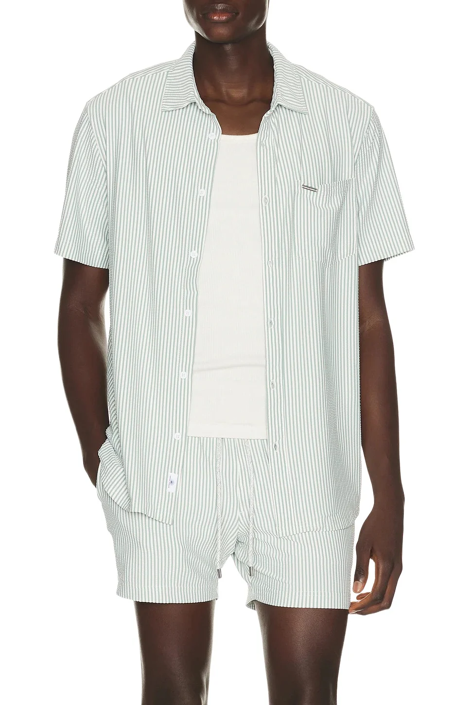 Vintage Summer Stripe Knit Button Down Shirt