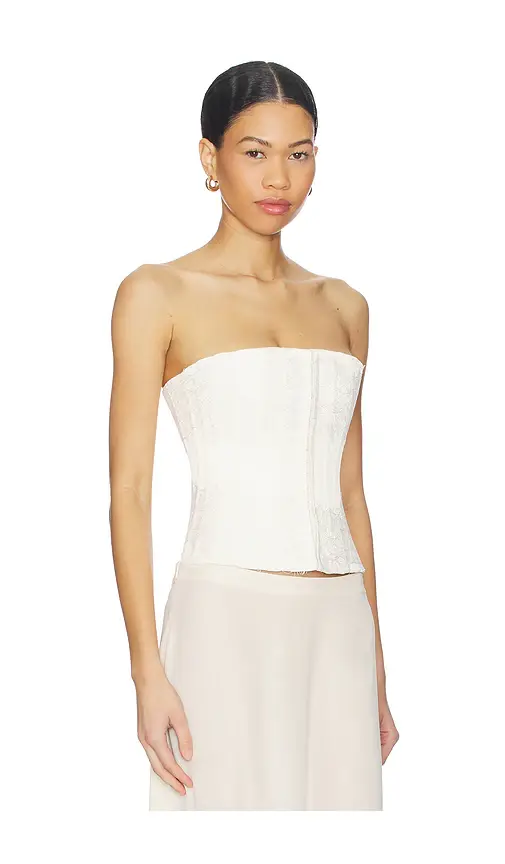 Guizio Lace Embellished Satin Corset | Thumbnail 2 Guizio Lace Embellished Satin Corset | Thumbnail 2