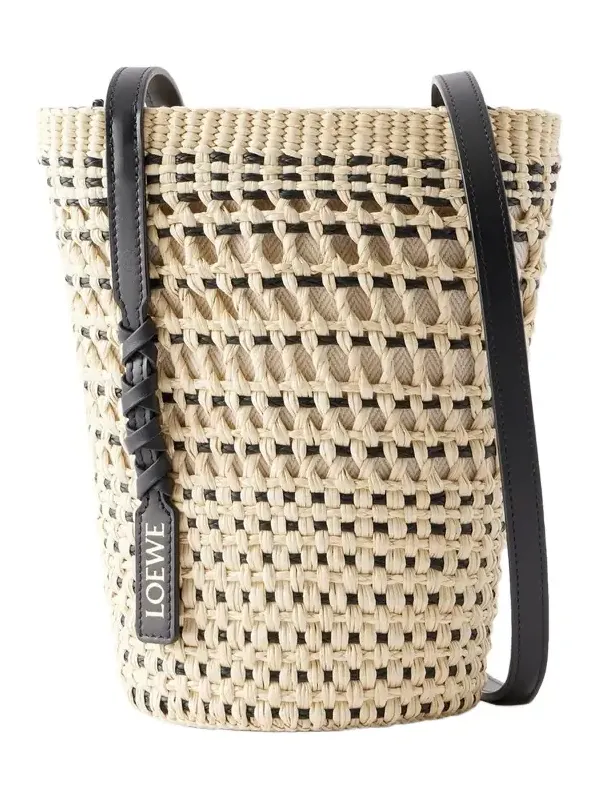 Paula's Ibiza Leather-Trimmed Woven Raffia Pouch - Men