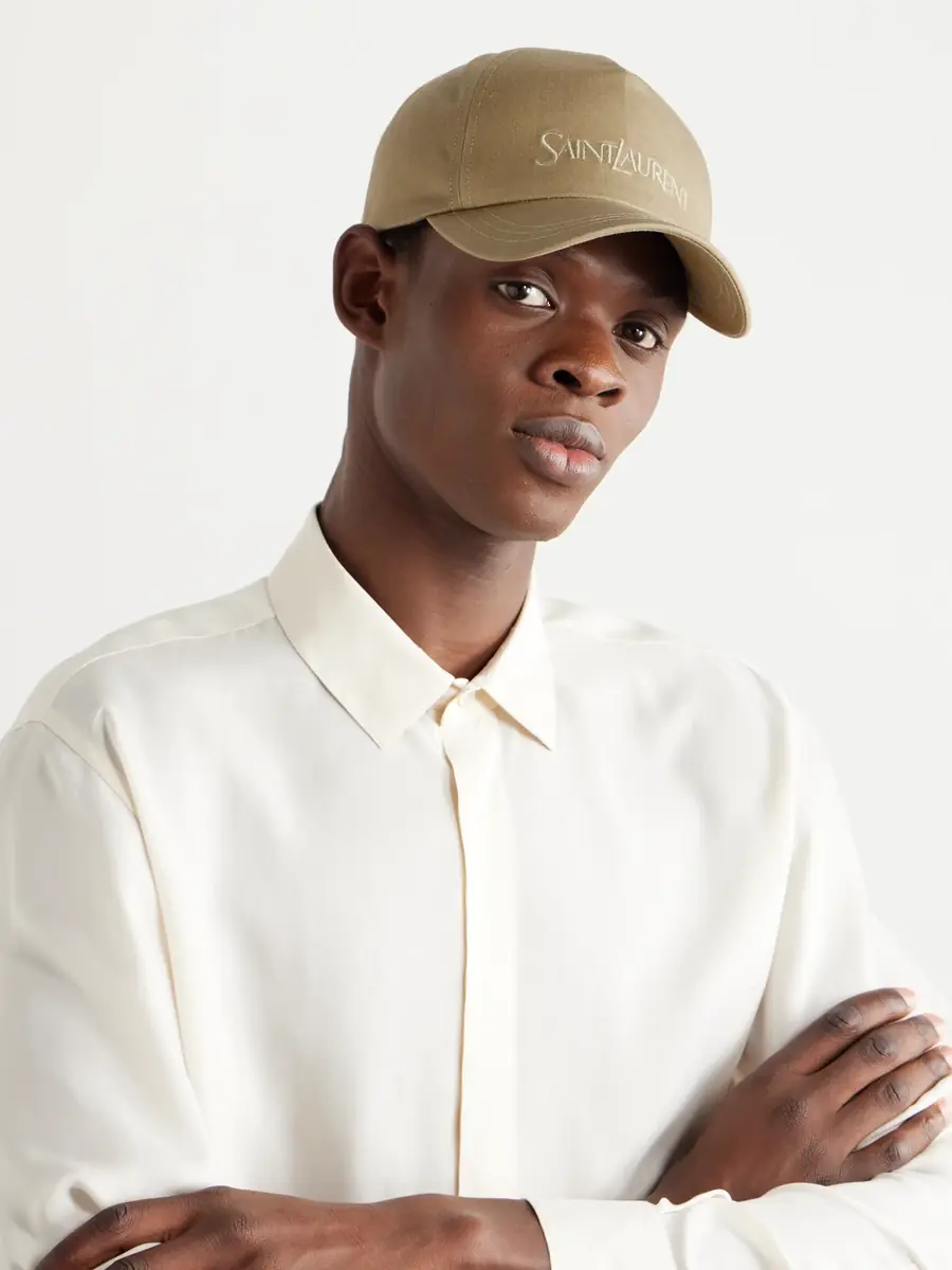 Saint Laurent Logo-Embroidered Cotton and Linen-Blend Gabardine Baseball Cap - Men | Thumbnail 2