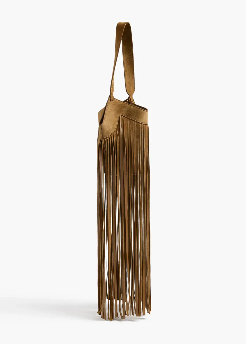 Khaite Nano Lotus Fringe Tote In Mud Suede | Thumbnail 3 Khaite Nano Lotus Fringe Tote In Mud Suede | Thumbnail 3