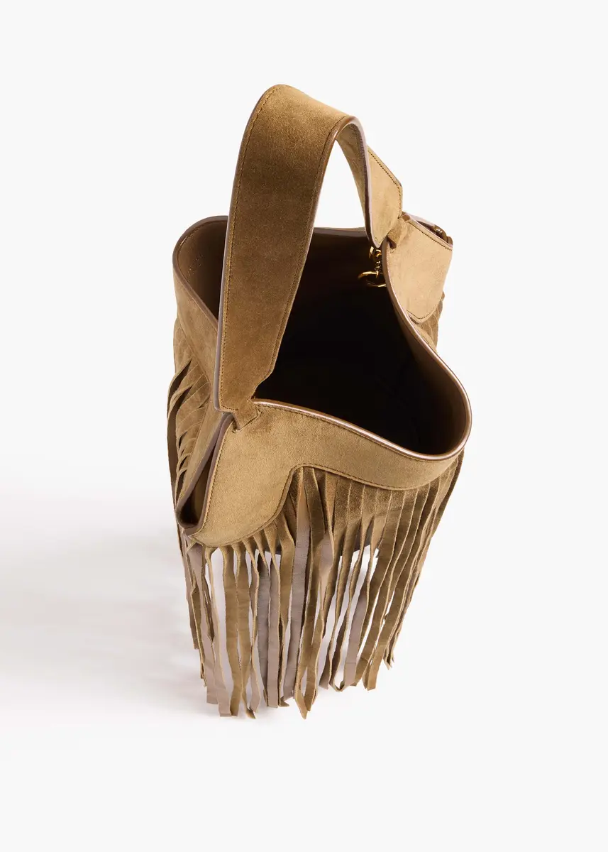 Khaite Nano Lotus Fringe Tote In Mud Suede | Thumbnail 4 Khaite Nano Lotus Fringe Tote In Mud Suede | Thumbnail 4