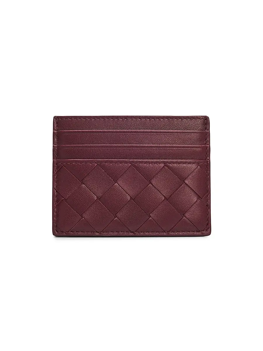 Bottega Veneta Women's Intrecciato Leather Card Case - Barolo | Image 1 Bottega Veneta Women's Intrecciato Leather Card Case - Barolo | Image 1